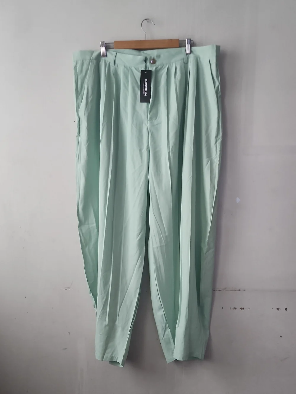Men's Mint Green Pleated Dress Pants